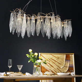Marvento Rectangular Chandelier Modern  Sculptural Spiral LED Fixture