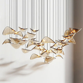 Zynella Floating Leaf Chandelier Modern  Opulent Multi-Tier Crystal Chandelier