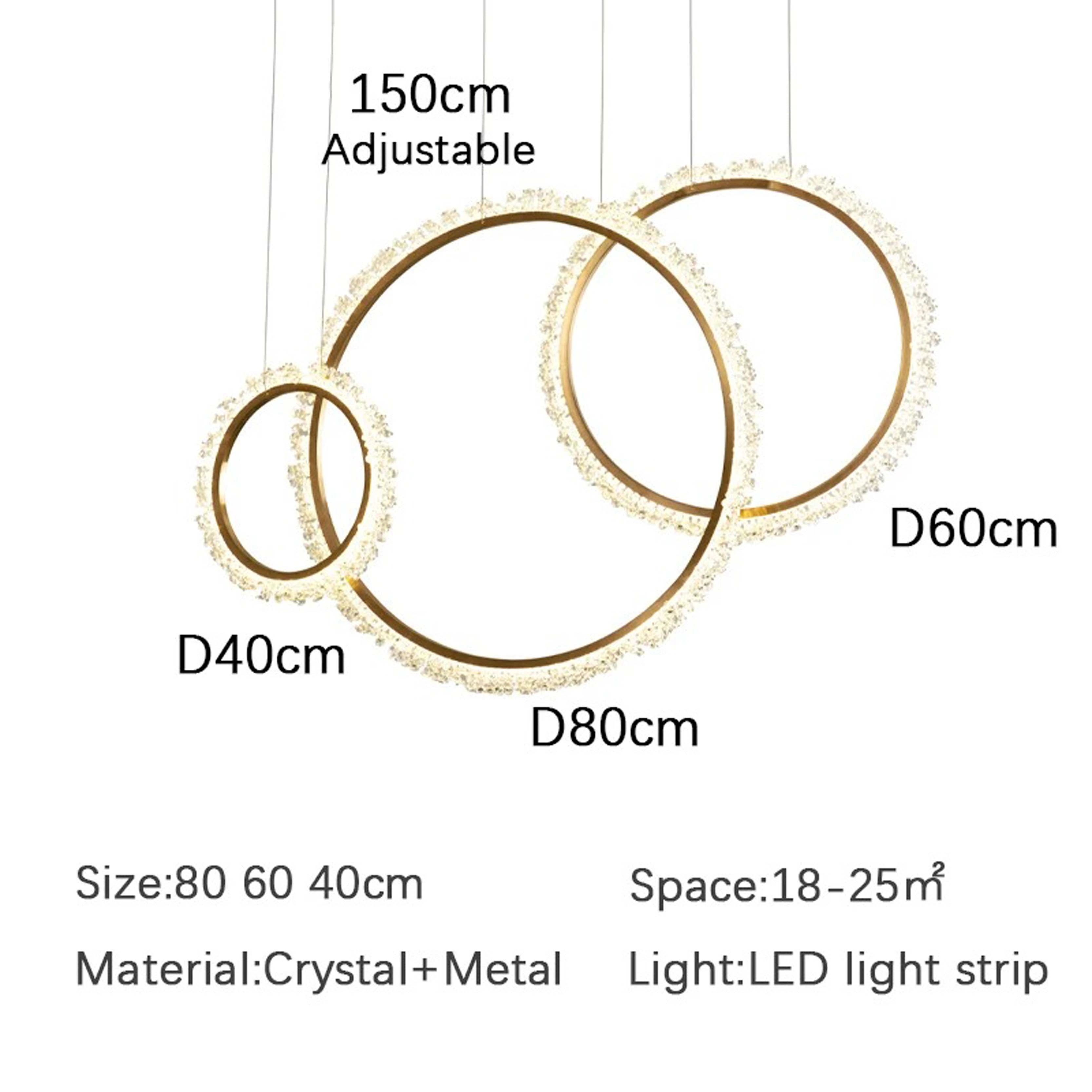 Zynella Luxury Crystal Ring Pendant Chandelier