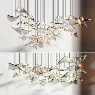 Zynella Floating Leaf Chandelier Modern  Opulent Multi-Tier Crystal Chandelier