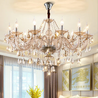 Zynella Italian K9 Candlestick Chandelier Modern  Sleek Linear Suspension Light