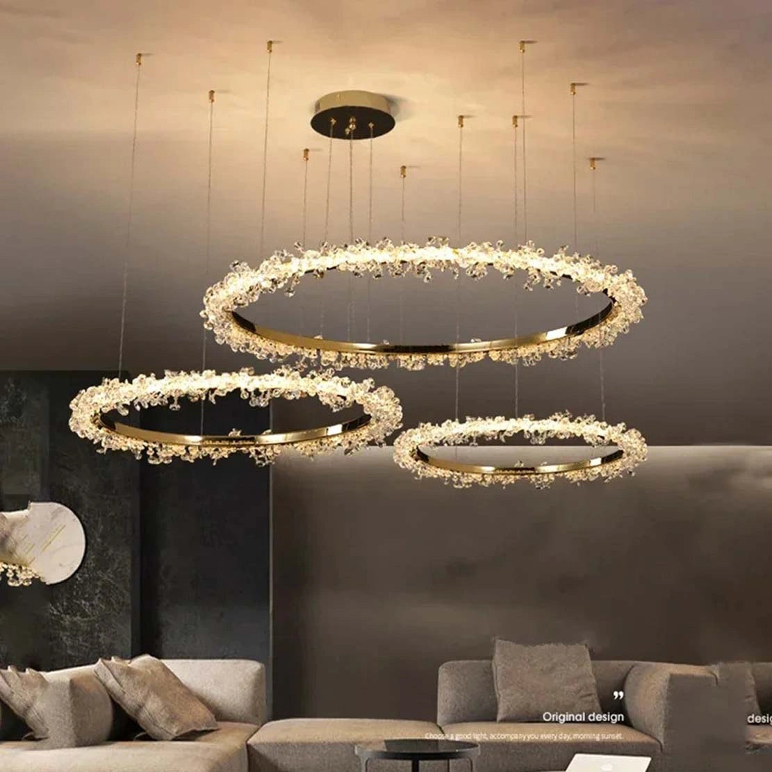 Zynella Luxury Crystal Ring Pendant Chandelier