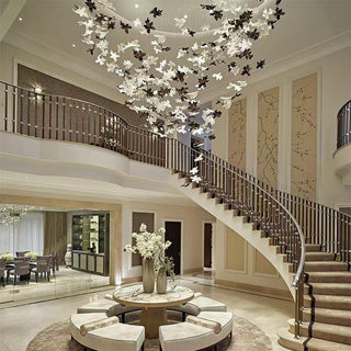 Floating Leaves Modern Chandelier Modern  Vintage Brass Accent Lighting