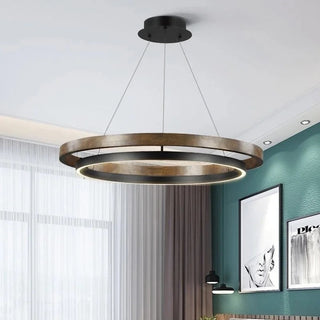LOVO Circular Wood Chandelier Modern  Minimalist Round Flush Mount