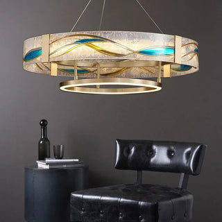 LOVO Enamel Round Chandelier Modern  Rustic Industrial Hanging Lamp