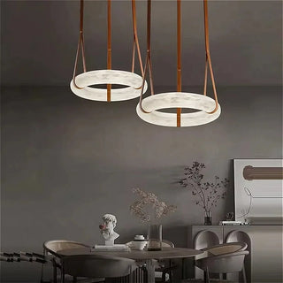 Leather Belt Marble Ring Pendant Modern  Luxury Marble Base Table Lamp