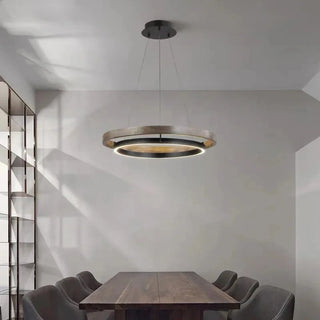 LOVO Circular Wood Chandelier Modern  Minimalist Round Flush Mount