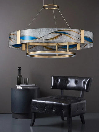 LOVO Enamel Round Chandelier Modern  Rustic Industrial Hanging Lamp
