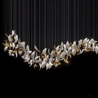 White & Gold Leaf Chandelier Luxurious Modern Geometric Design Lamp