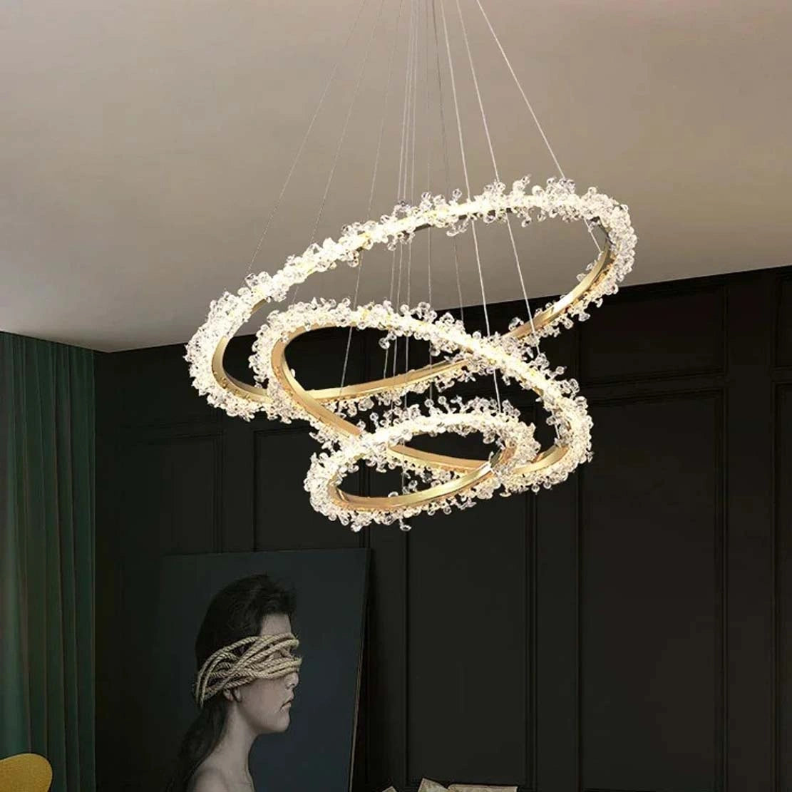 Zynella Luxury Crystal Ring Pendant Chandelier