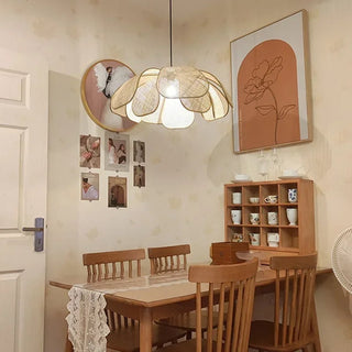 Leafora Rattan Pendant Lamp Modern  Vintage Brass Accent Lighting