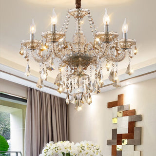 Zynella Italian K9 Candlestick Chandelier Modern  Sleek Linear Suspension Light