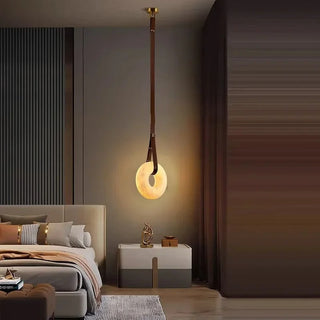 Leather Belt Marble Ring Pendant Modern  Luxury Marble Base Table Lamp