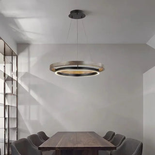 LOVO Circular Wood Chandelier Modern  Minimalist Round Flush Mount