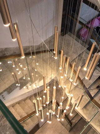 Dorset Staircase Tube Chandelier Modern  Bohemian Rattan Woven Pendant