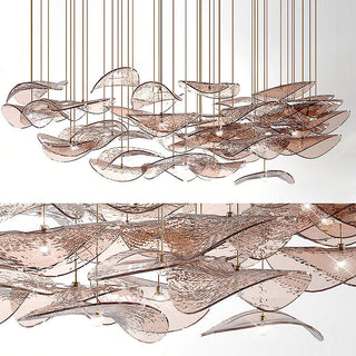 Zynella Floating Leaf Chandelier Modern  Opulent Multi-Tier Crystal Chandelier