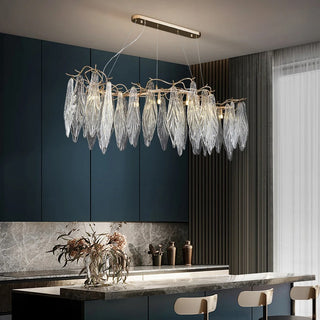 Marvento Rectangular Chandelier Modern  Sculptural Spiral LED Fixture