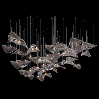Zynella Floating Leaf Chandelier Modern  Opulent Multi-Tier Crystal Chandelier