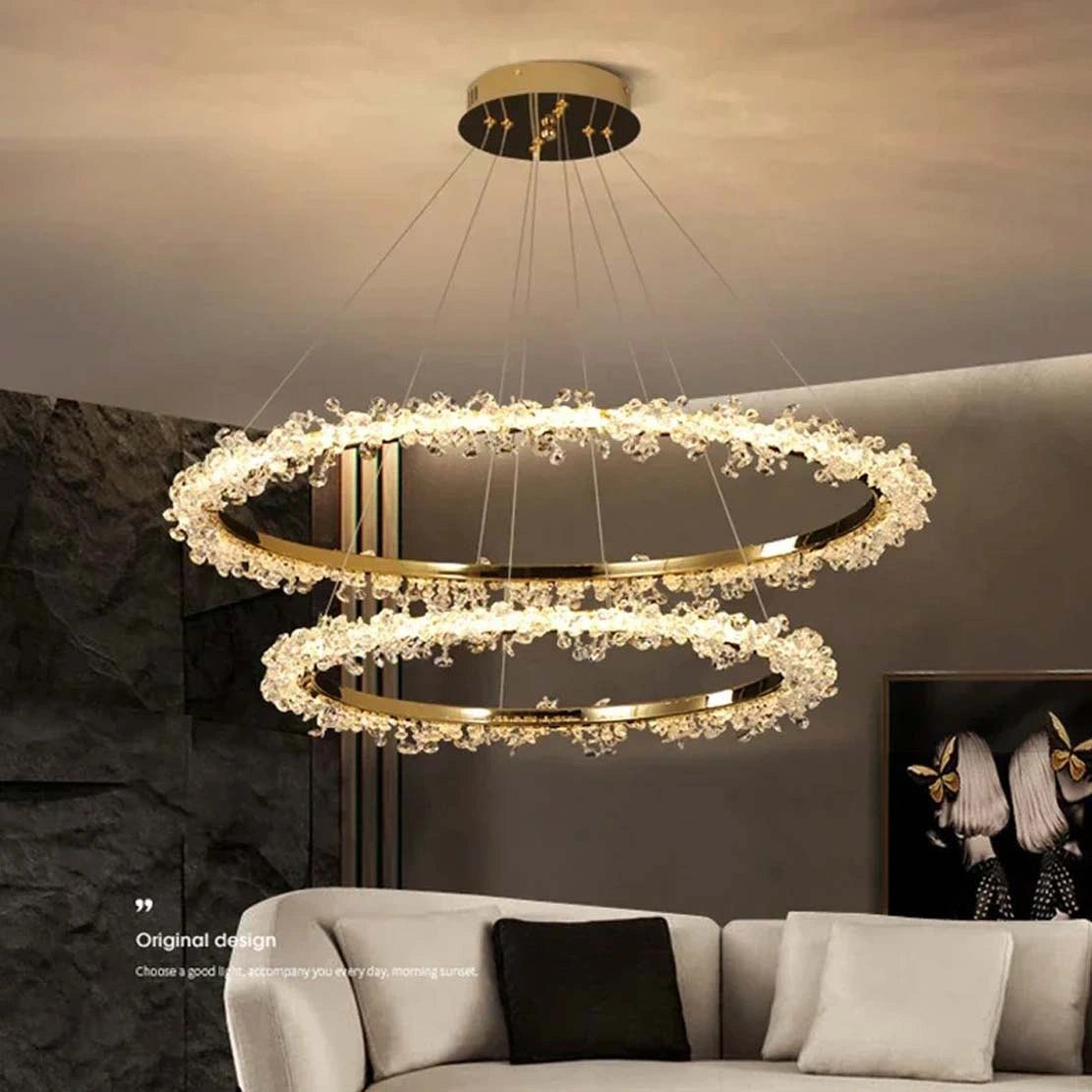 Zynella Luxury Crystal Ring Pendant Chandelier