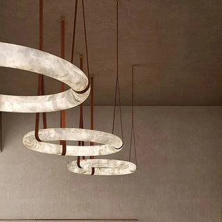 Leather Belt Marble Ring Pendant Modern  Luxury Marble Base Table Lamp