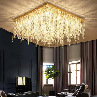 Ashton Square Ceiling Light Modern  Opulent Multi-Tier Crystal Chandelier