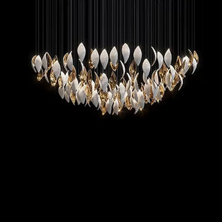 White & Gold Leaf Chandelier Luxurious Modern Geometric Design Lamp