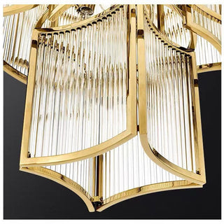 Luma Glass Chandelier Modern  Vintage Brass Accent Lighting