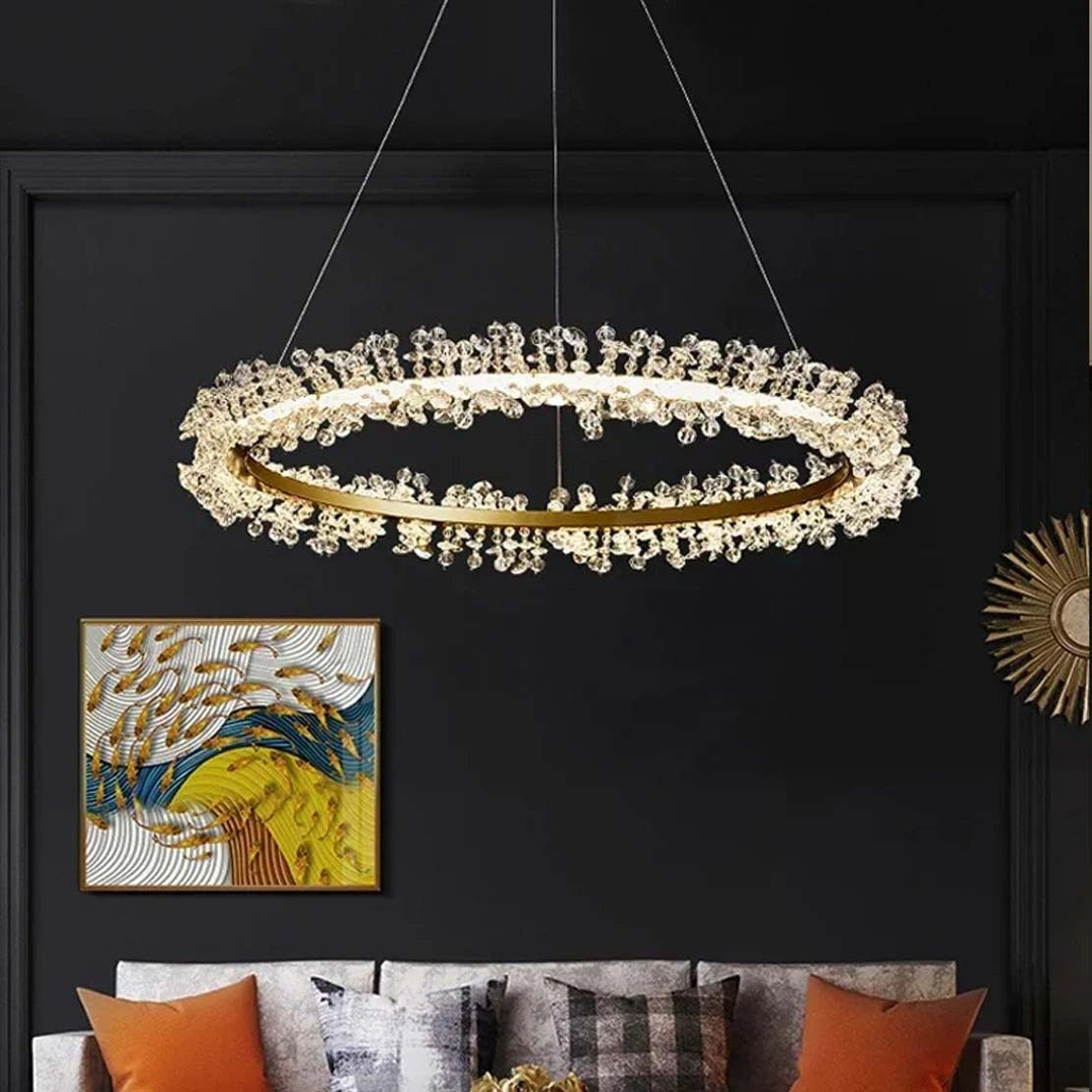 Zynella Luxury Crystal Ring Pendant Chandelier