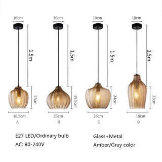 Mona Glass Pendant Lights Modern  Luxury Gold Frame Light Fitting