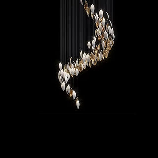 White & Gold Leaf Chandelier Luxurious Modern Geometric Design Lamp