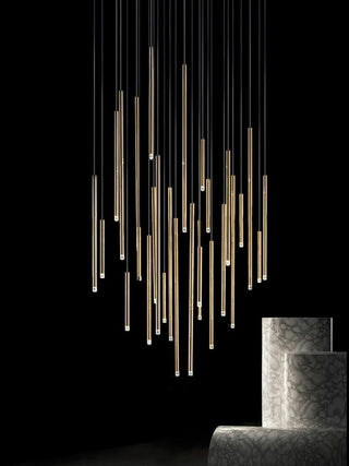 Dorset Staircase Tube Chandelier Modern  Bohemian Rattan Woven Pendant