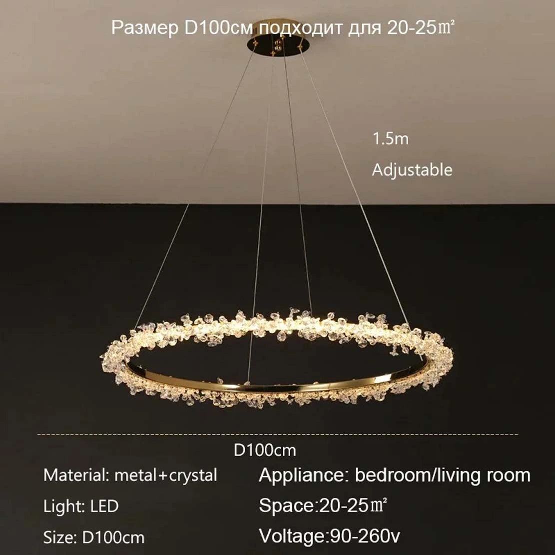 Zynella Luxury Crystal Ring Pendant Chandelier