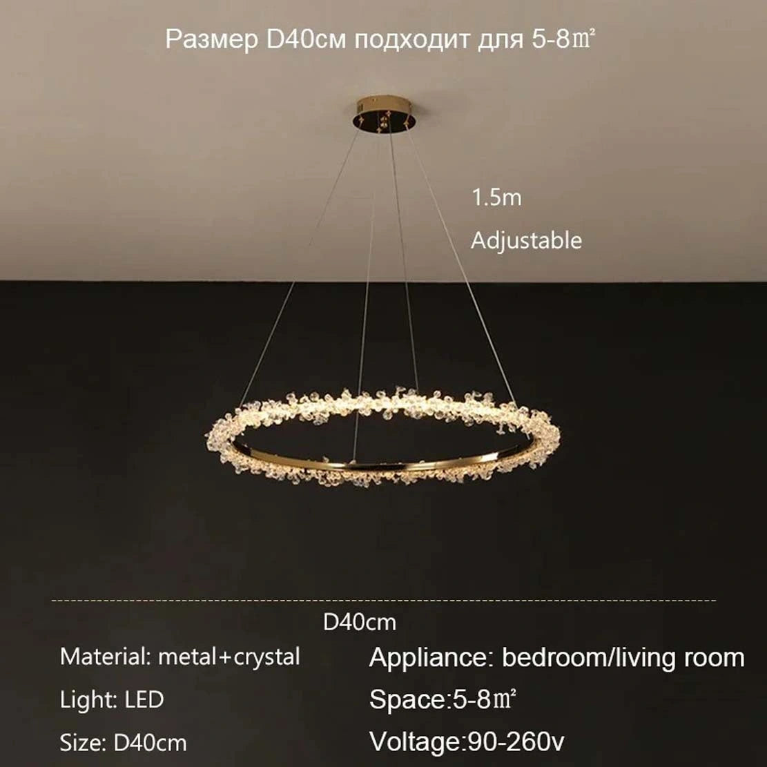 Zynella Luxury Crystal Ring Pendant Chandelier