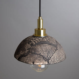 Kingii Ceramic Dome Bathroom Pendant Light 20cm, Black Clay IP44 Modern  Sculptural Spiral LED Fixture