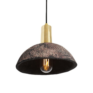 Kauri Organic Ceramic Dome Pendant Light 20cm, Black Clay Modern  Contemporary Crystal Statement Fixture