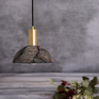 Kauri Organic Ceramic Dome Pendant Light 20cm, Black Clay Modern  Contemporary Crystal Statement Fixture