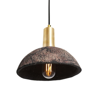 Kauri Organic Ceramic Dome Pendant Light 20cm, Black Clay Modern  Contemporary Crystal Statement Fixture