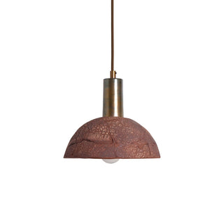 Kauri Organic Ceramic Dome Pendant Light 20cm, Red Iron Modern  Scandinavian Wooden Accent Light