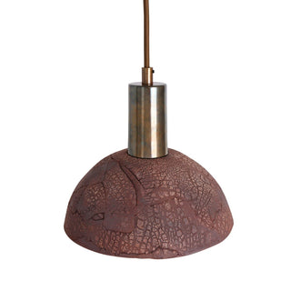 Kauri Organic Ceramic Dome Pendant Light 20cm, Red Iron Modern  Scandinavian Wooden Accent Light