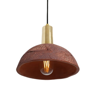 Kauri Organic Ceramic Dome Pendant Light 20cm, Red Iron Modern  Scandinavian Wooden Accent Light
