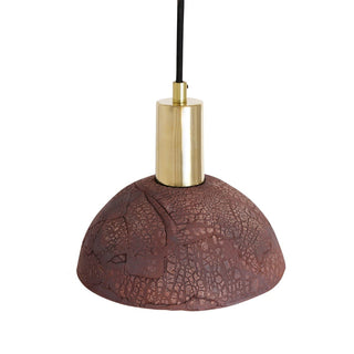 Kauri Organic Ceramic Dome Pendant Light 20cm, Red Iron Modern  Scandinavian Wooden Accent Light