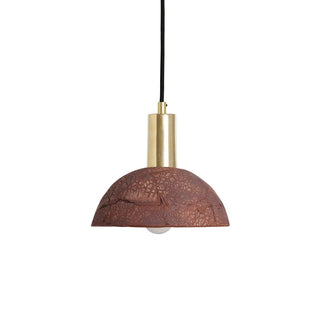 Kauri Organic Ceramic Dome Pendant Light 20cm, Red Iron Modern  Scandinavian Wooden Accent Light