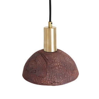 Kauri Organic Ceramic Dome Pendant Light 20cm, Red Iron Modern  Scandinavian Wooden Accent Light