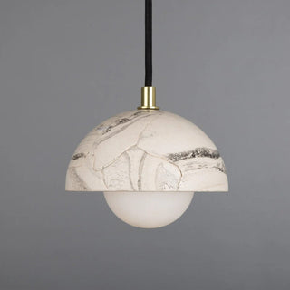 Ferox Small Marbled Ceramic Dome Pendant Light 14cm Modern  Luxury Marble Base Table Lamp