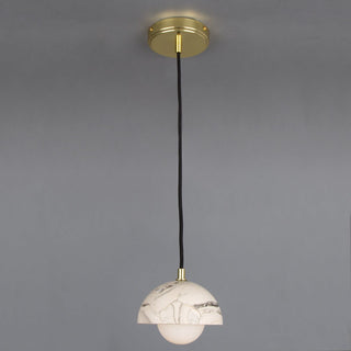 Ferox Small Marbled Ceramic Dome Pendant Light 14cm Modern  Luxury Marble Base Table Lamp