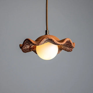 Modern Rustic Rivale Pendant Light with Wavy Ceramic Shade