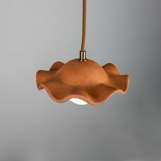 Modern Rustic Rivale Pendant Light with Wavy Ceramic Shade