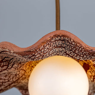 Modern Rustic Rivale Pendant Light with Wavy Ceramic Shade