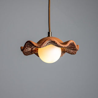 Modern Rustic Rivale Pendant Light with Wavy Ceramic Shade