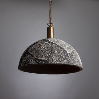 Kauri Organic Ceramic Dome Pendant Light 37cm, Black Clay Modern  Luxury Gold Frame Light Fitting
